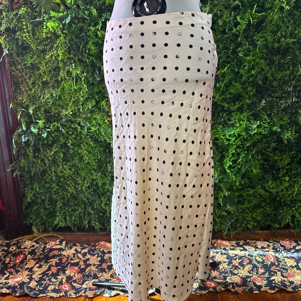 J. Crew Black and White silky midi skirt